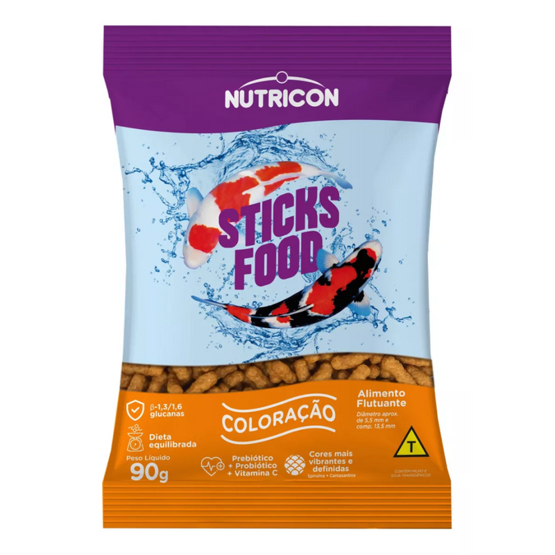 Sticks Food Coloração Nutricon 90g - Peixes Carpas ou Nishikigoi