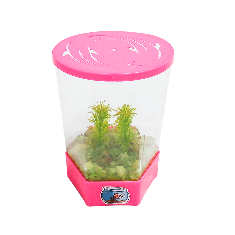 Aquário Beteira para Peixe Betta Rosa (1,5L)